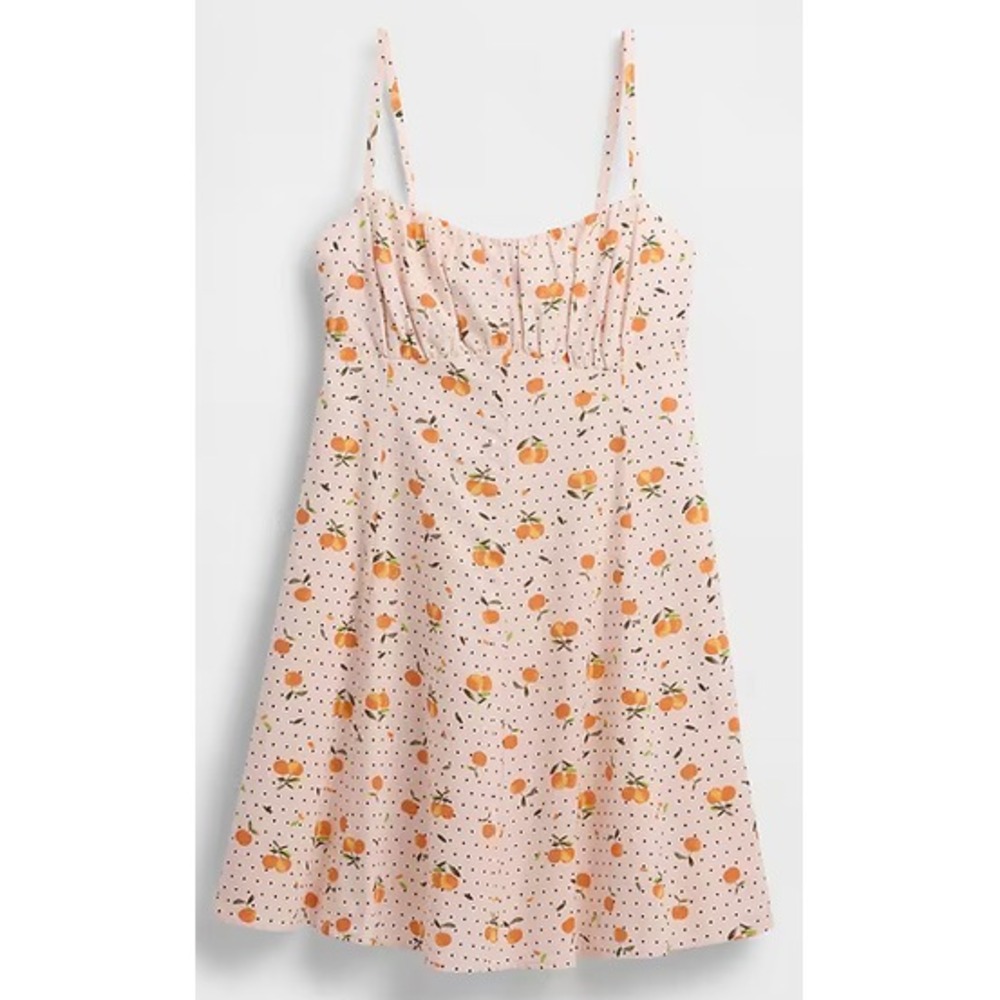 Gap Women's Large Pink Print Linen-Blend Shirred Bodice Mini Dress NWT $69.95‎